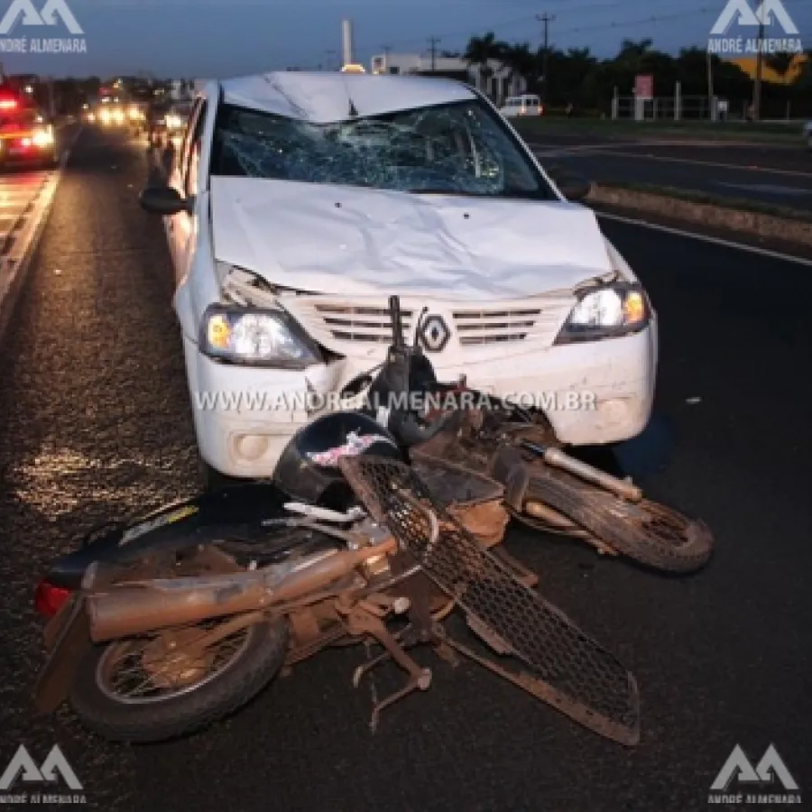 VEÍCULO OFICIAL DO GOVERNO DO ESTADO SE ENVOLVE EM ACIDENTE NA RODOVIA PR-317. MOTOCICLISTA FICA FERIDO E ESCAPA DA MORTE.