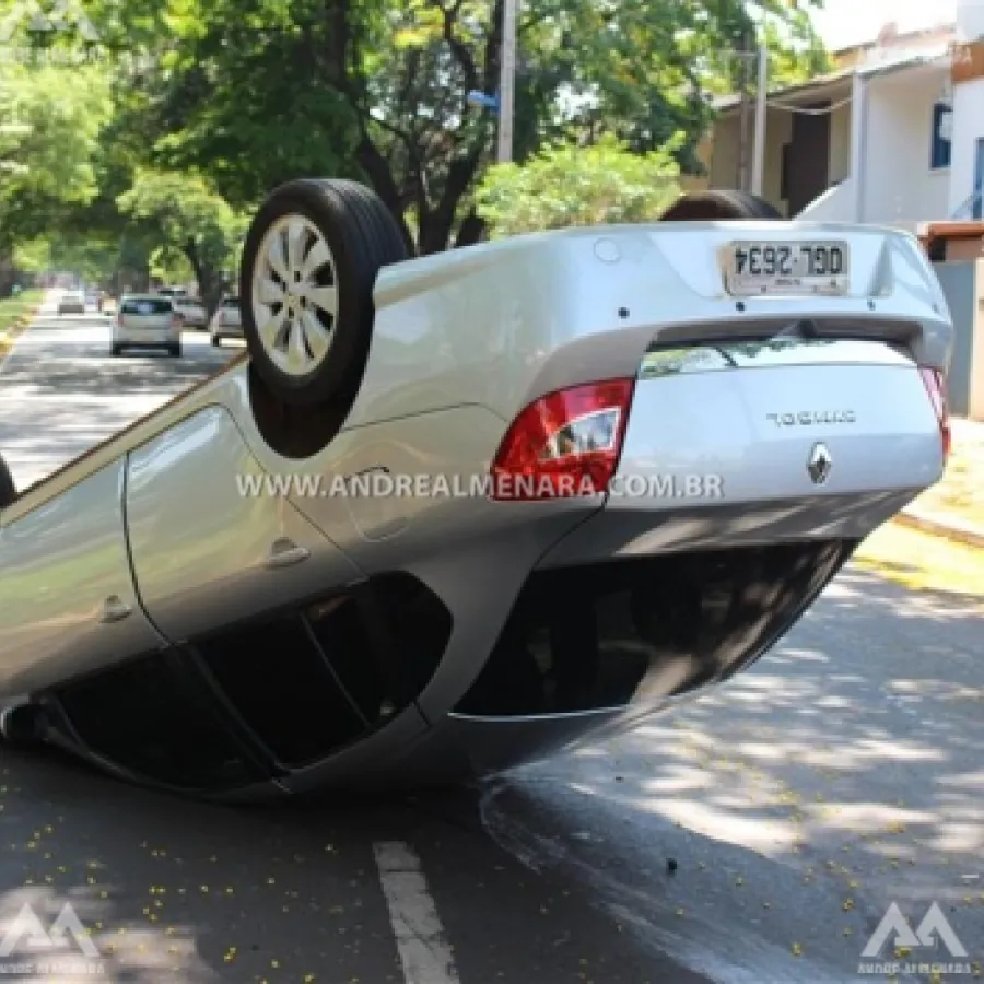 NA SEMANA NACIONAL DE TRÂNSITO, MOTORISTA EMBRIAGADO CAPOTA VEÍCULO EM MARINGÁ.