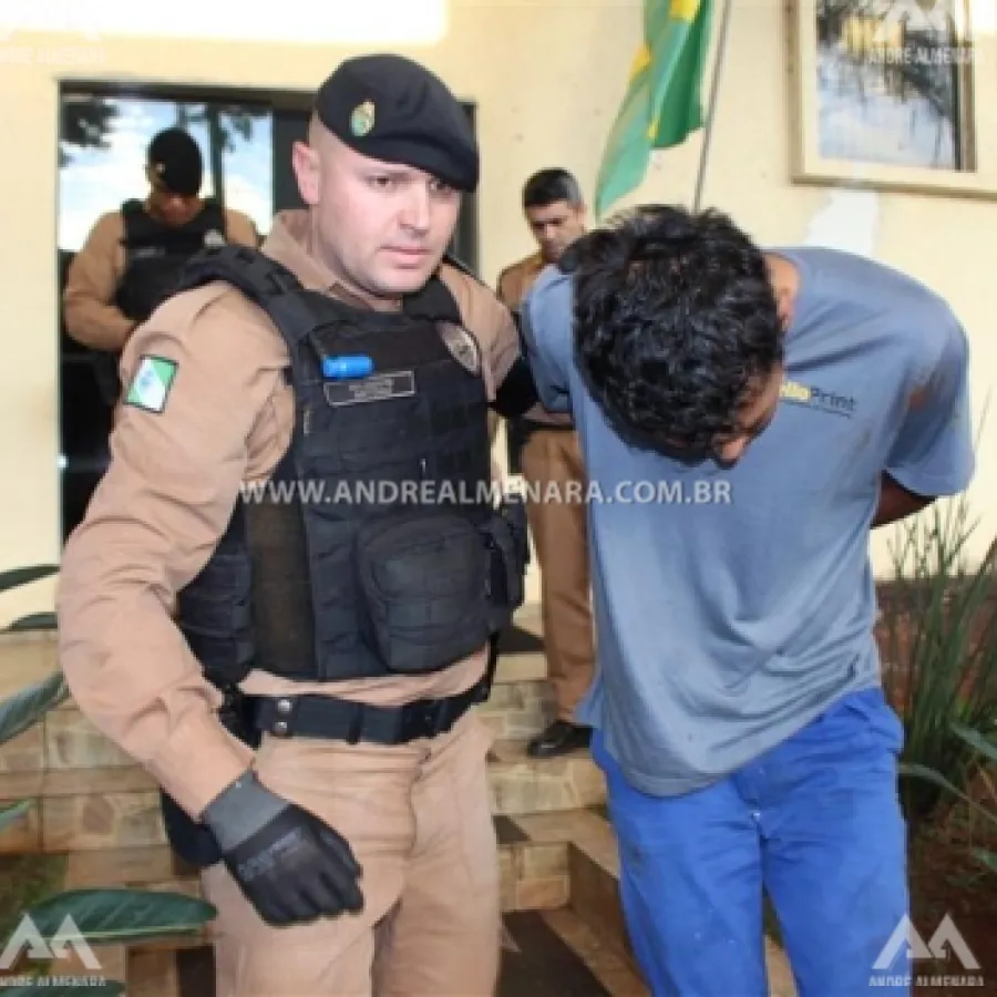 SUSPEITOS DE PRATICAREM ROUBO A RESIDÊNCIA EM MARIALVA SÃO PRESOS.