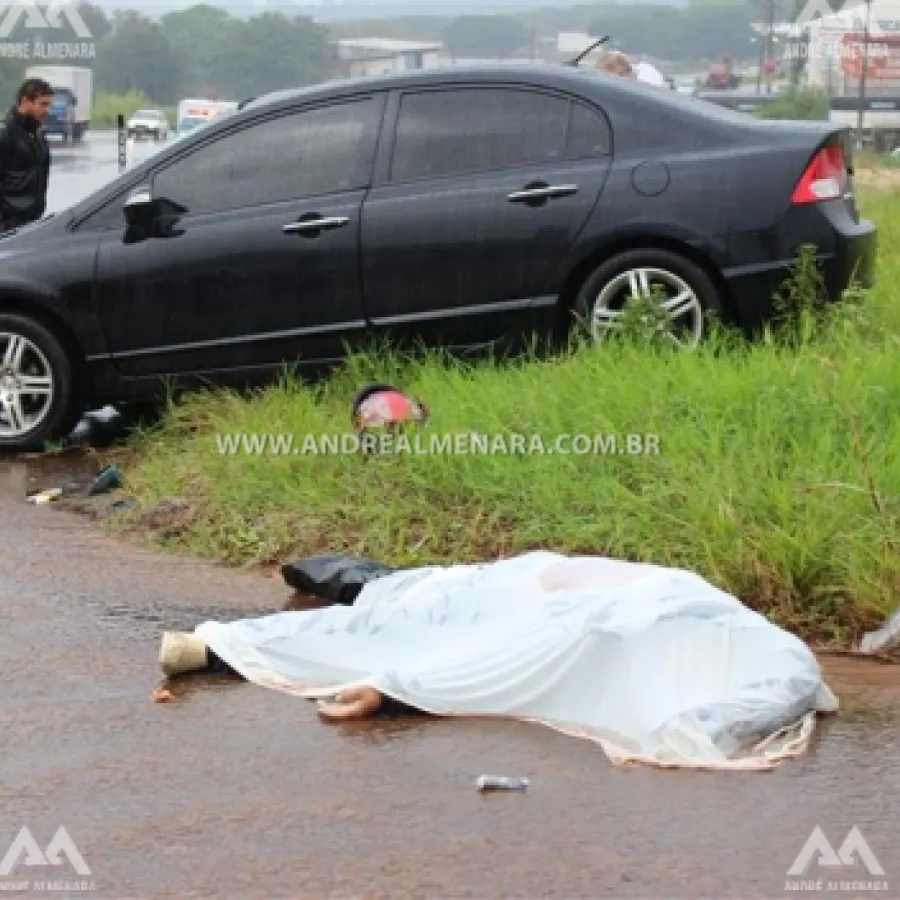 AUTOMÓVEL RODA NA PISTA DO CONTORNO SUL E MATA MOTOCICLISTA EM MARINGÁ.