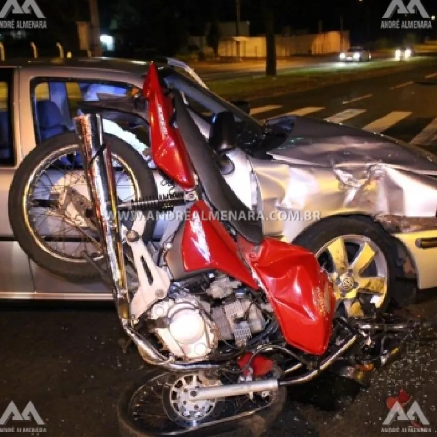 ACIDENTE NA AVENIDA COLOMBO EM MARINGÁ DEIXA MOTOCICLISTA GRAVEMENTE FERIDO