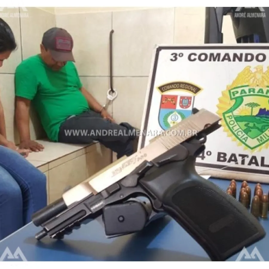 CASAL DE PAIÇANDU É PRESO COM ARMA DE FOGO EM MARINGÁ