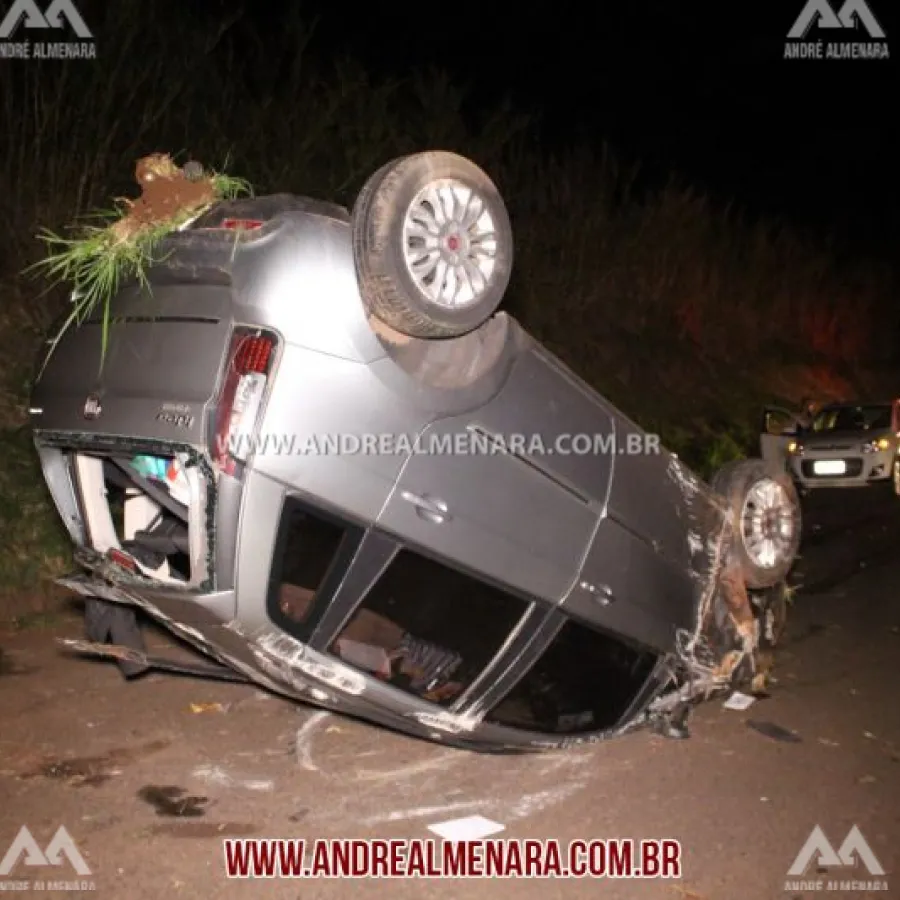 Motorista capota veículo na rodovia de Iguaraçu e fica ferido
