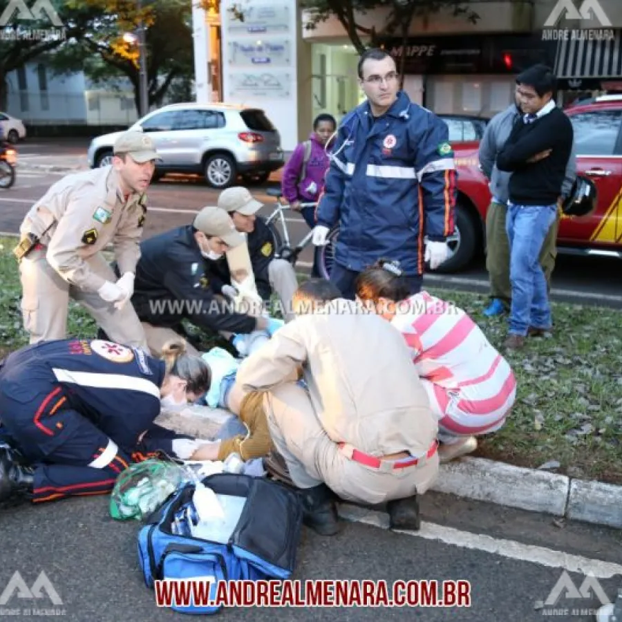 Pedestre atravessa fora da faixa e acaba sendo atropelada por carro em Maringá