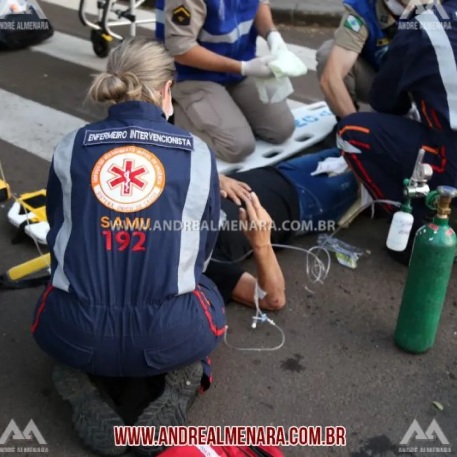 Mulher fica gravemente ferida em acidente no centro de Maringá