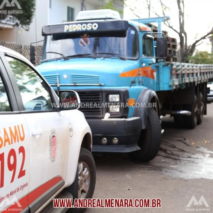 Homem sofre queda de caminhão e precisa ser internado em Maringá