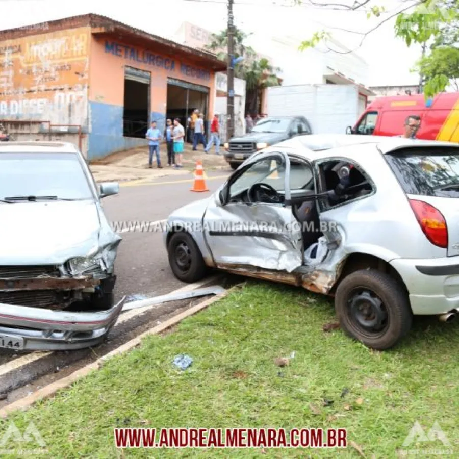 Mulher cruza preferencial e causa acidente no Jardim Oásis em Maringá
