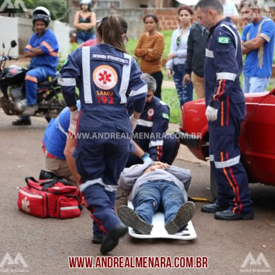 Ciclista e motociclista ficam feridos em acidente no Parque das Grevíleas