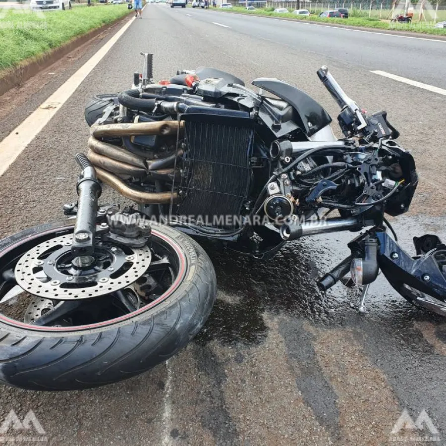 Motociclista fica ferido em acidente na rodovia de Marialva