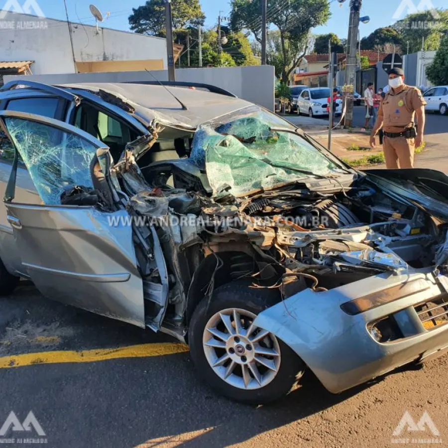 Motorista perde a visão por causa do sol e sofre acidente gravíssimo em Maringá