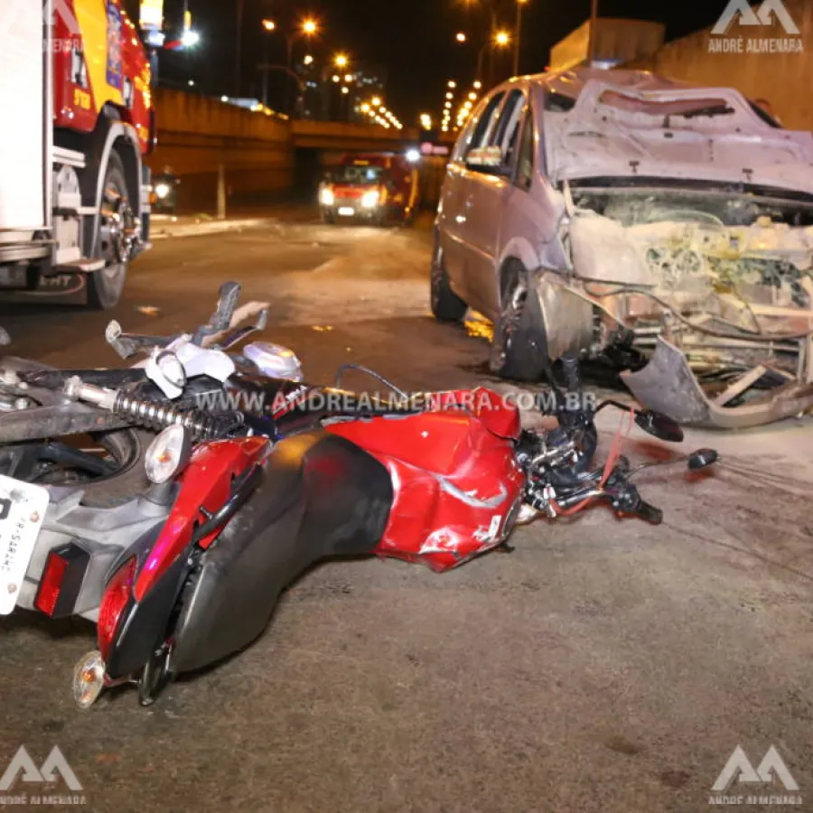 Casal sobrevive a acidente gravíssimo na Avenida Colombo em Maringá