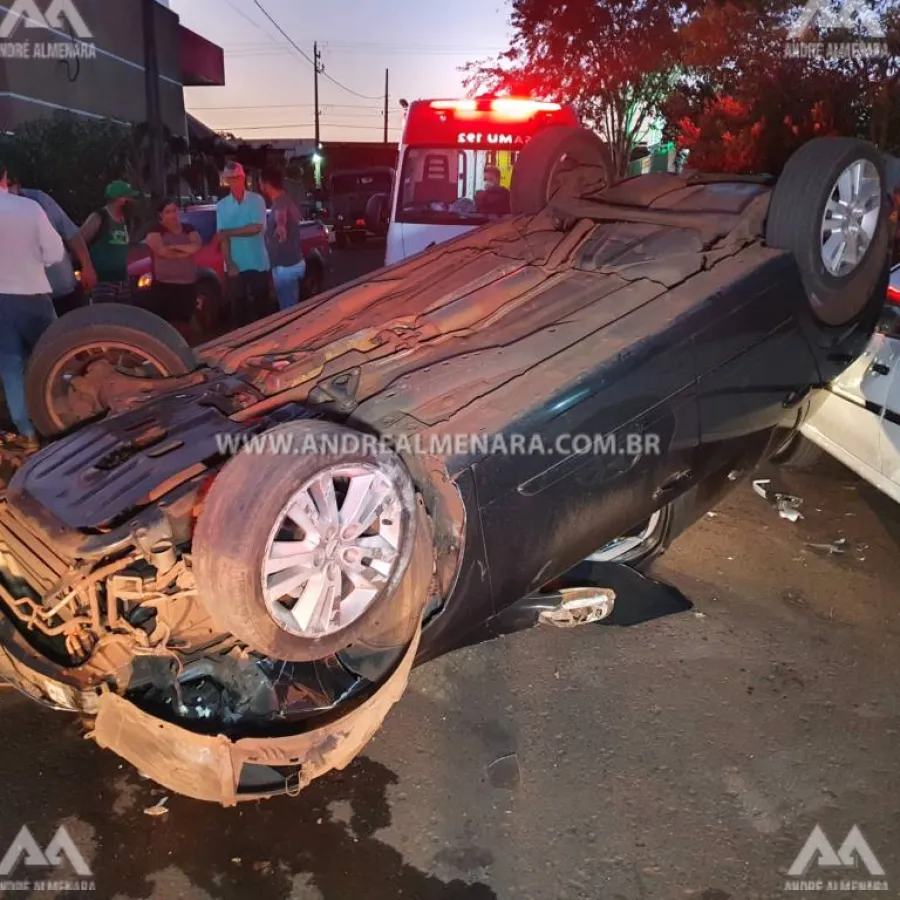 Motorista com suspeita de embriaguez capota veículo em Paiçandu