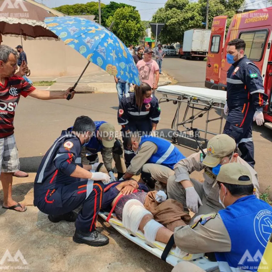 Entregador de marmitex fica gravemente ferido em acidente na Vila Morangueira