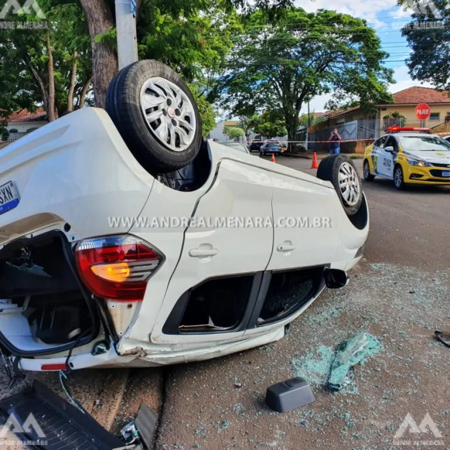 Carro capota e deixa três pessoas feridas no Jardim Quebec