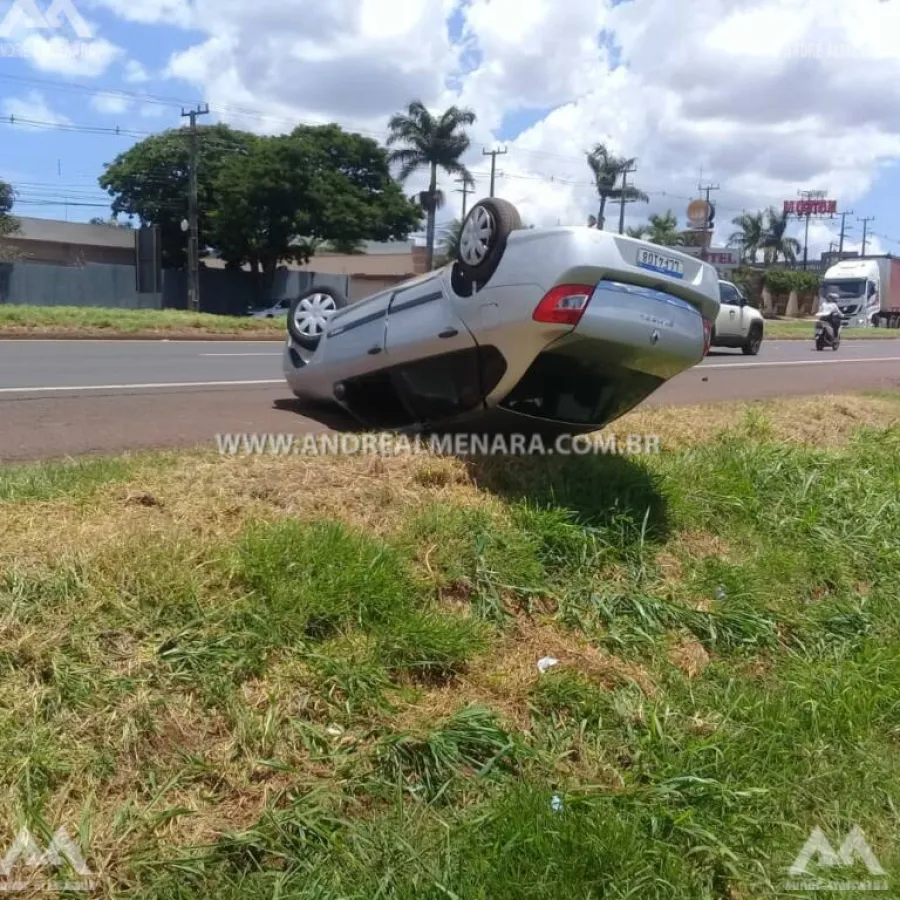 Carro capota na rodovia BR-376 em Sarandi