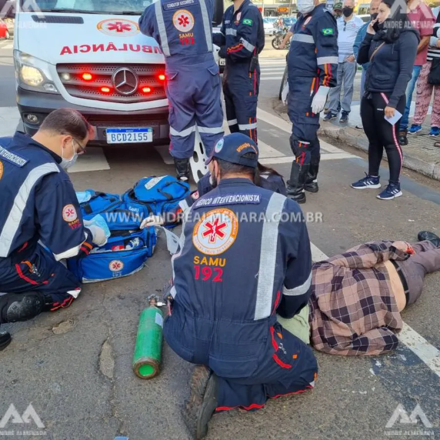 Homem de 80 anos é atropelado na faixa de pedestre no centro de Maringá