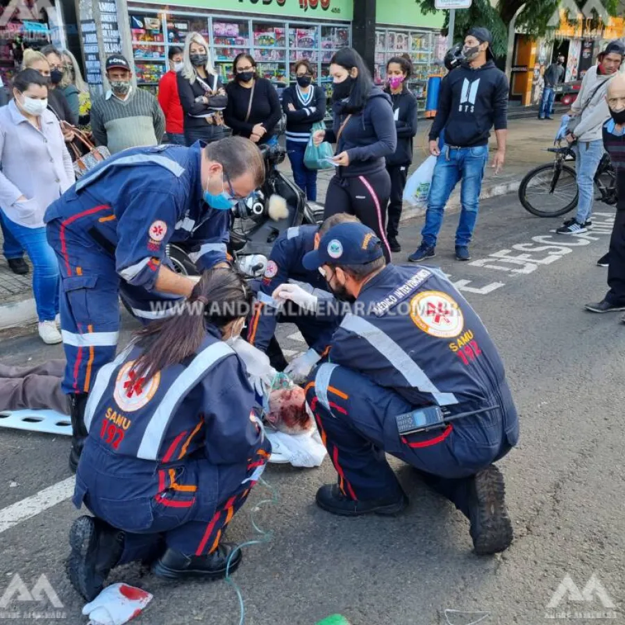 Homem de 80 anos é atropelado na faixa de pedestre no centro de Maringá