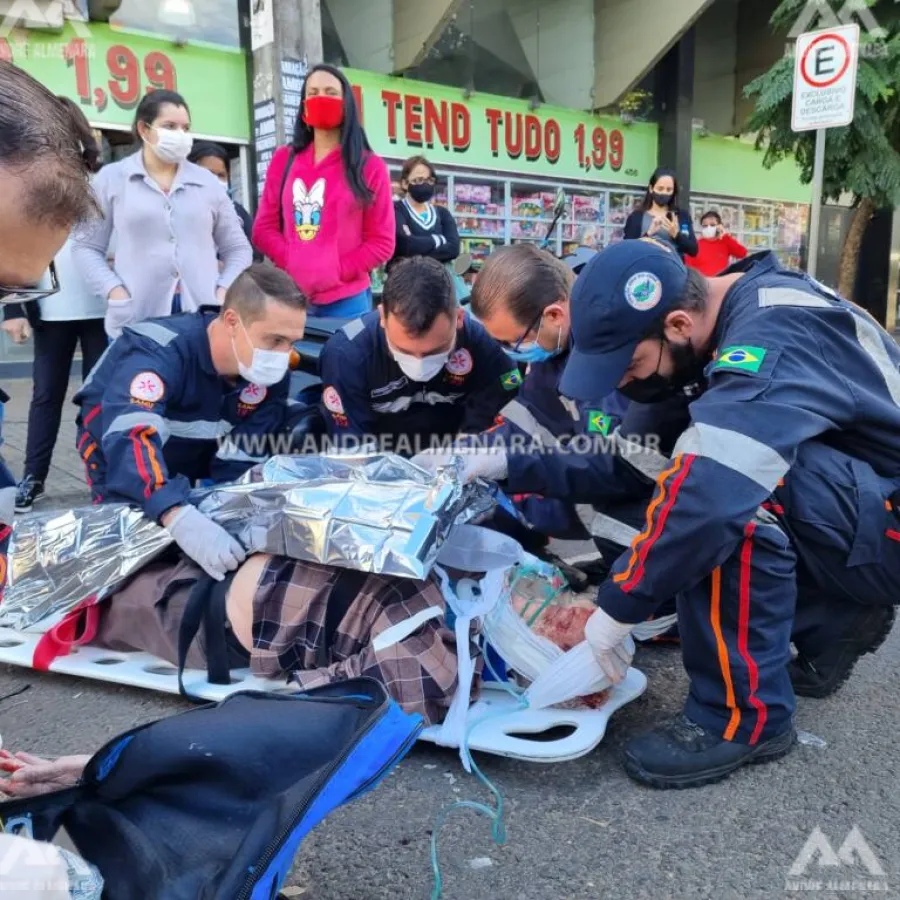 Homem de 80 anos é atropelado na faixa de pedestre no centro de Maringá