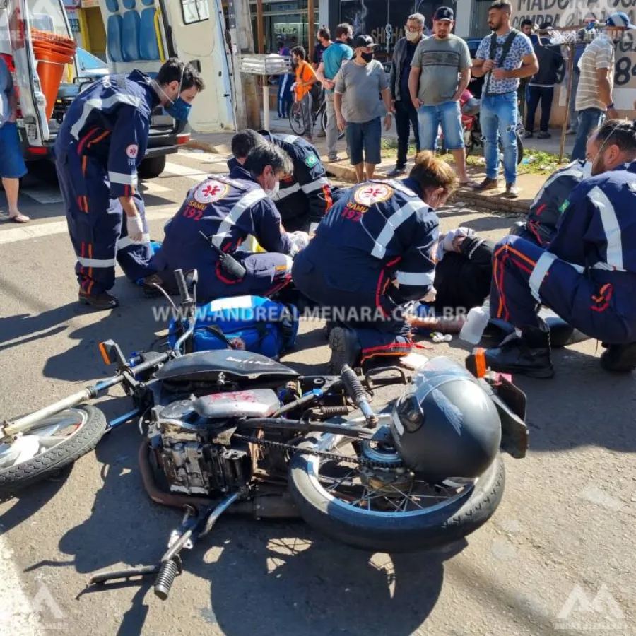 Motociclista sofre várias fraturas expostas em acidente gravíssimo em Maringá
