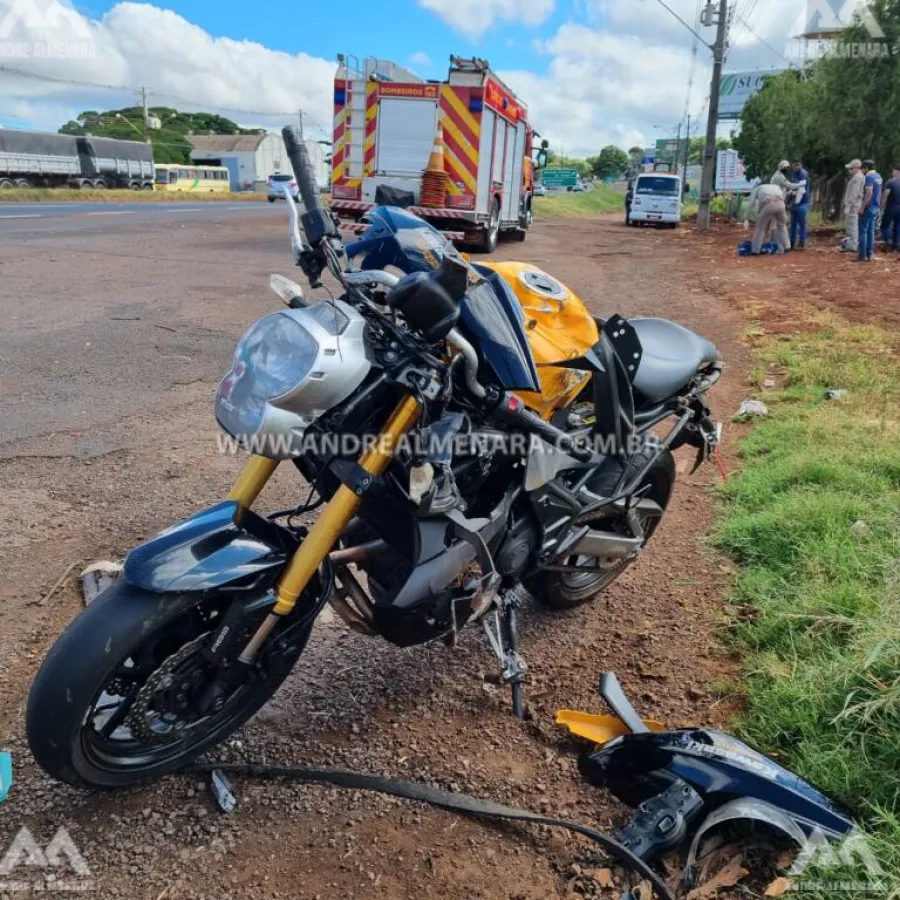 Motociclista fica ferido em acidente na rodovia PR-317 em Maringá