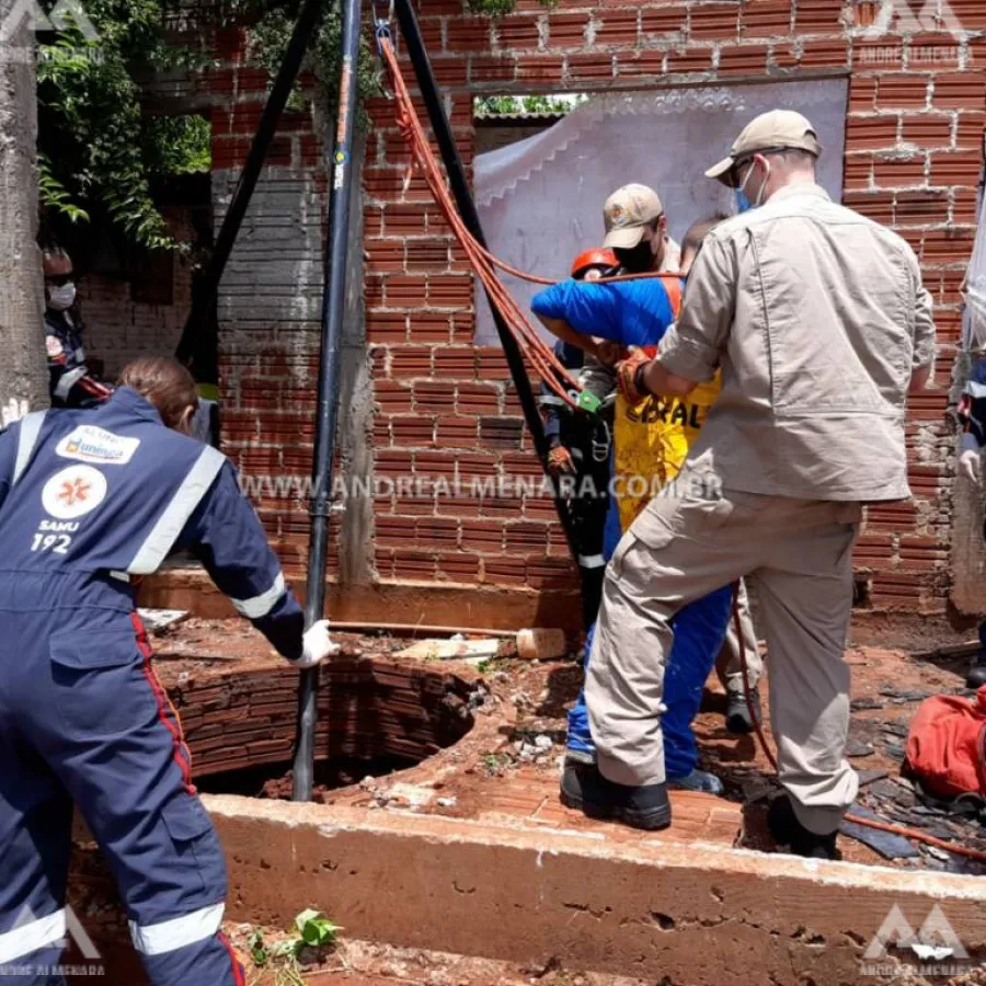 Mulher cai em fossa de 6 metros de profundidade na cidade de Sarandi