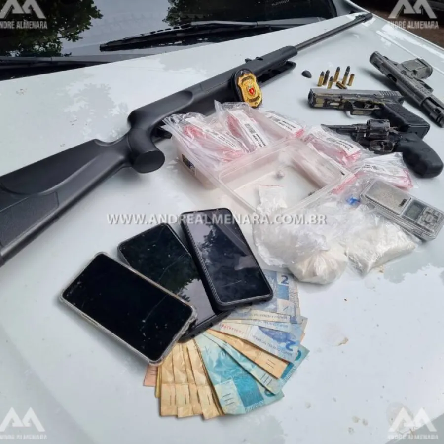 Polícia Civil de Maringá prende traficante com armas e drogas