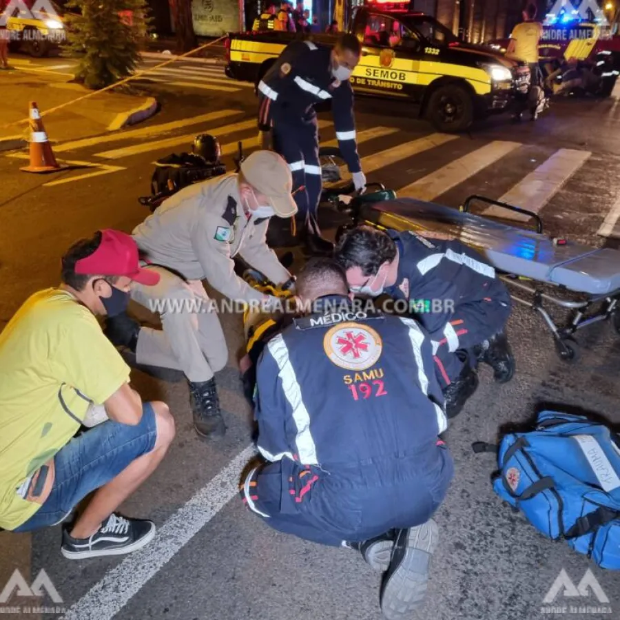 Homem que pedia esmola em semáforo é intubado ao ser atropelado por moto