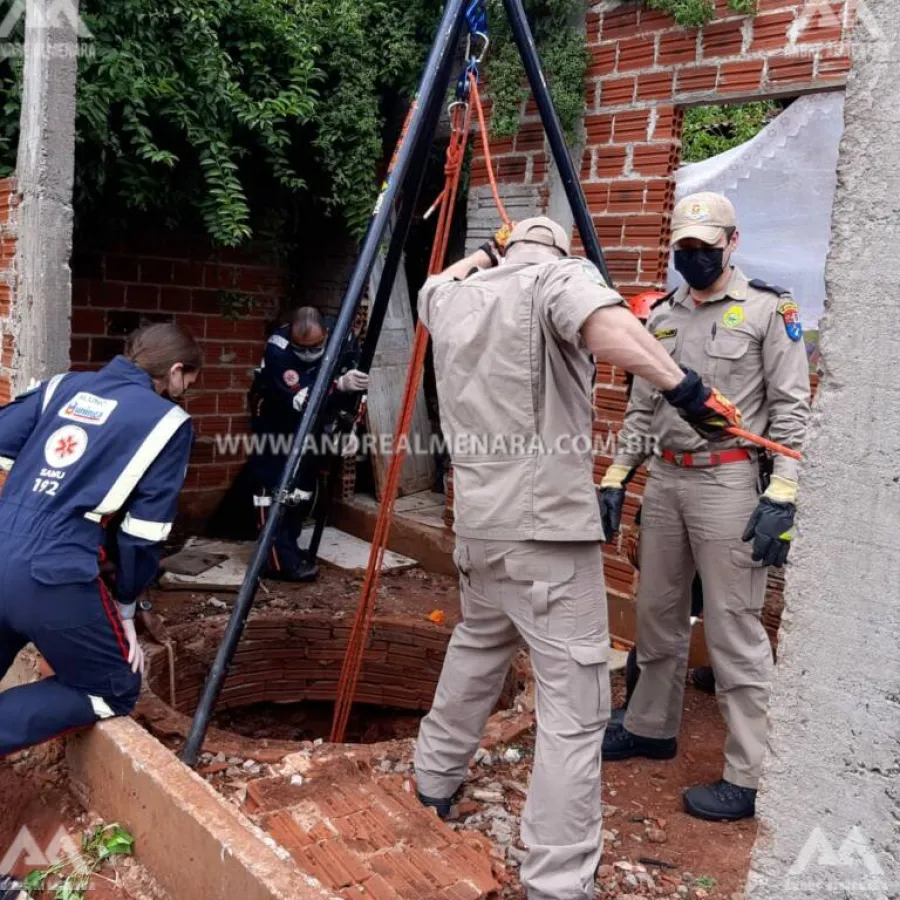 Mulher cai em fossa de 6 metros de profundidade na cidade de Sarandi