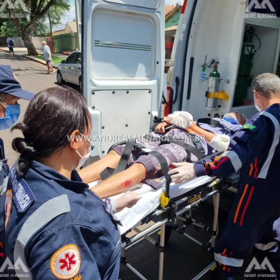 Batida entre camionete e moto no Parque Hortência deixa dois jovens feridos