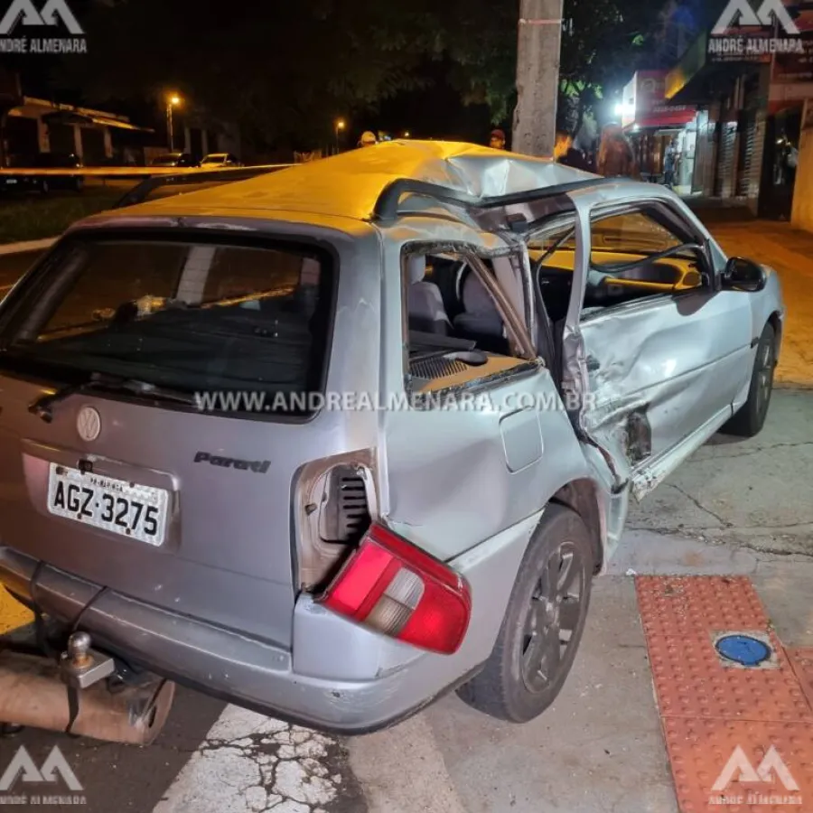 Colisão violenta no Jardim Alvorada deixa dois gravemente feridos