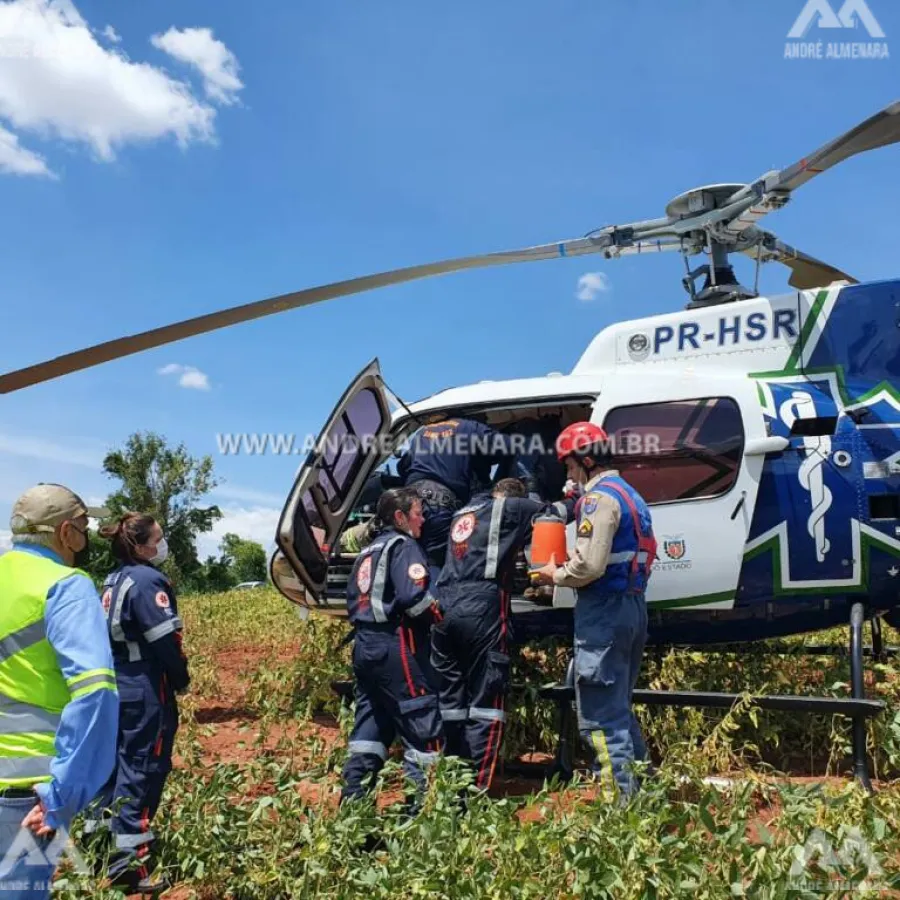 Motorista de 51 anos fica ferido após caminhão cair em rio em Mandaguaçu