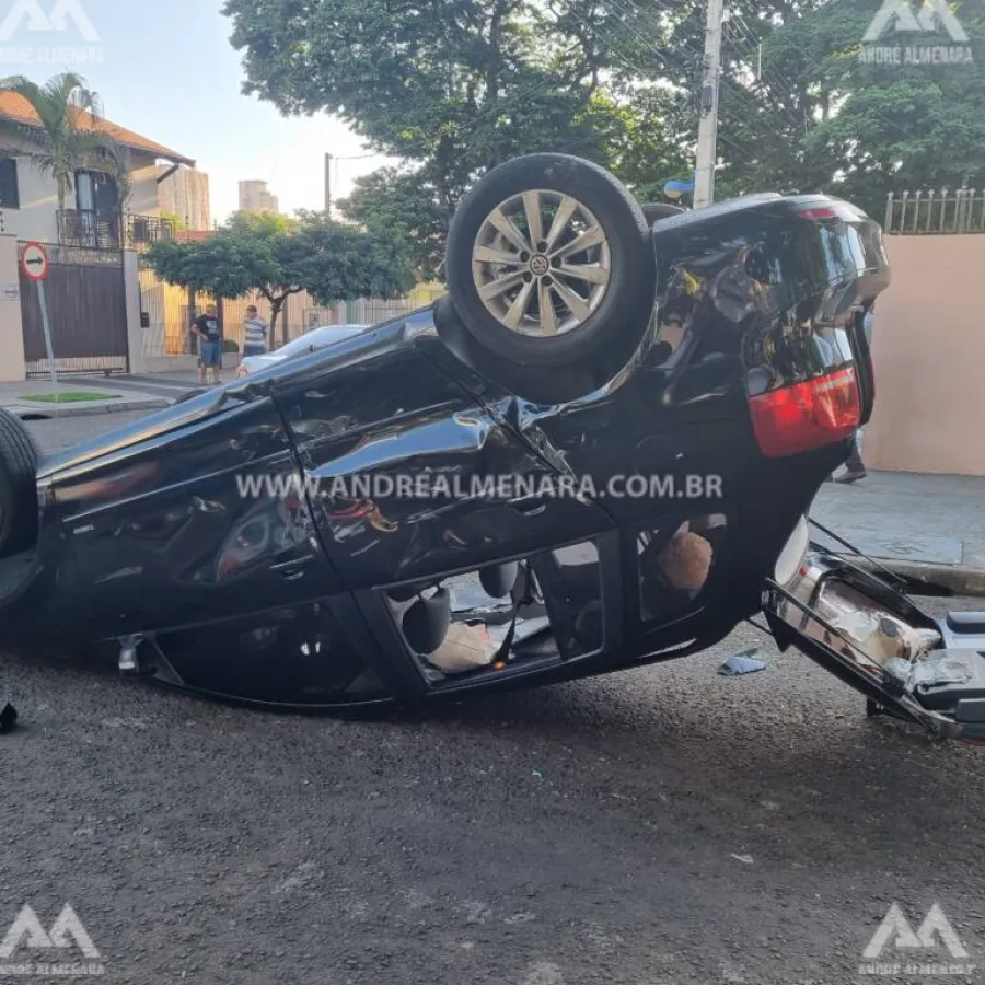 Veículo que transportava bebê de apenas 13 dias capota na Vila Operária