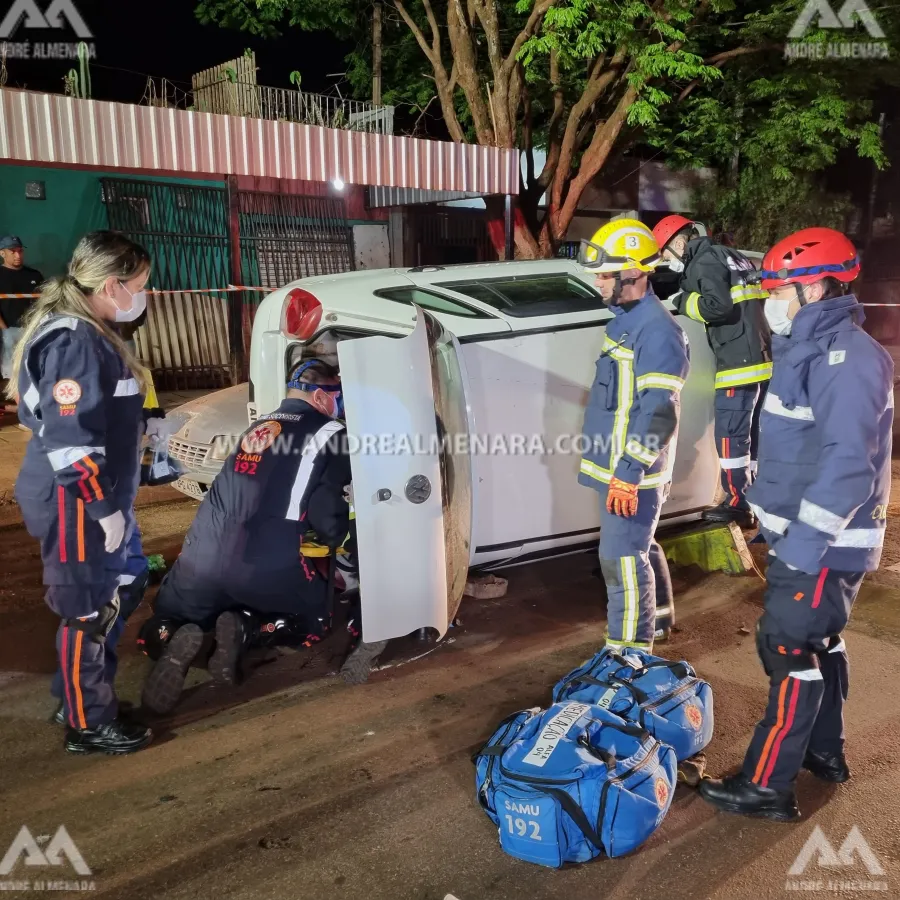 Motorista com sinais de embriaguez sofre acidente em bairro de Paiçandu.