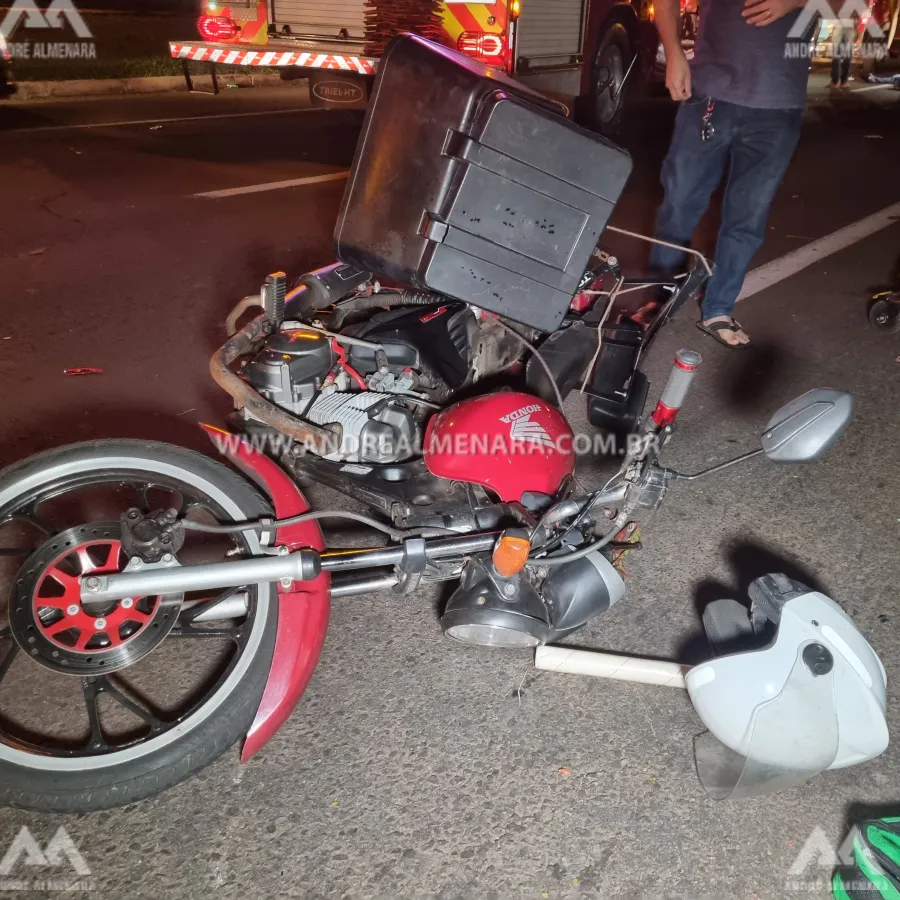 Motoboy que foi atingido por moto de alta cilindrada precisou ser entubado no hospital.