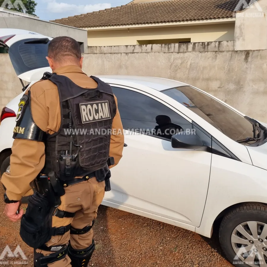 Veículo usado por criminosos para desovar corpo no Parque Itaipu é apreendido pela Polícia Militar.