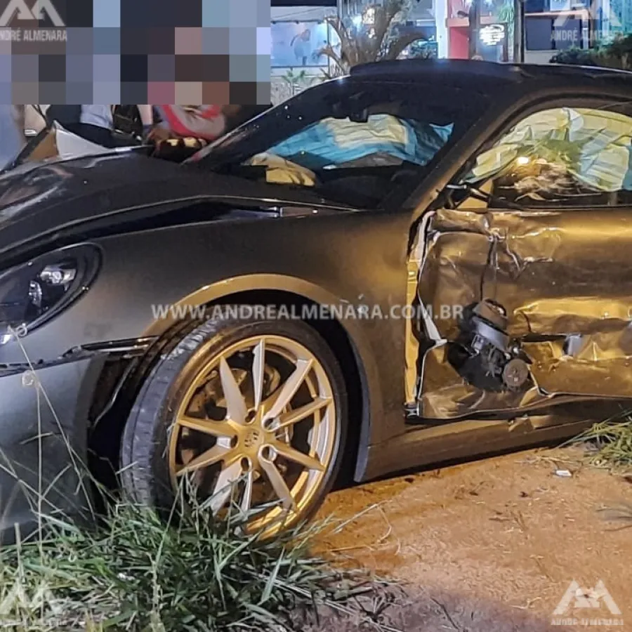 Motorista embriagado bate Porsche em outros veículos estacionados em Maringá