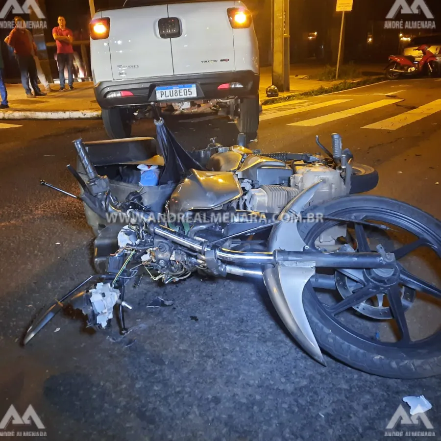 Motociclista fica gravemente ferido em acidente no centro de Maringá