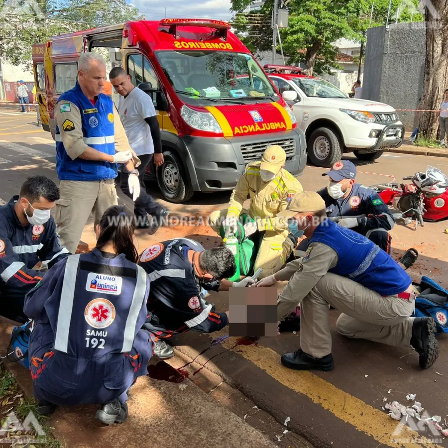 Motociclista de 66 anos é entubado ao sofrer acidente na Rua Fernão Dias em Maringá