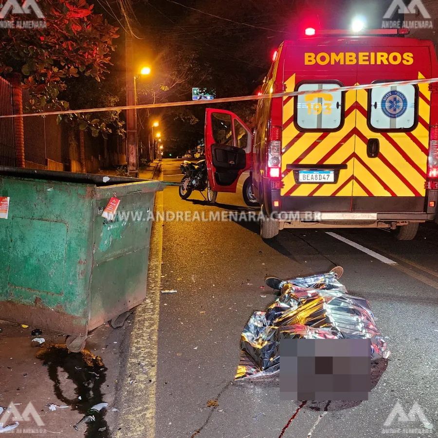 Jovem motociclista morre ao bater contra caçamba de lixo na zona 7 em Maringá