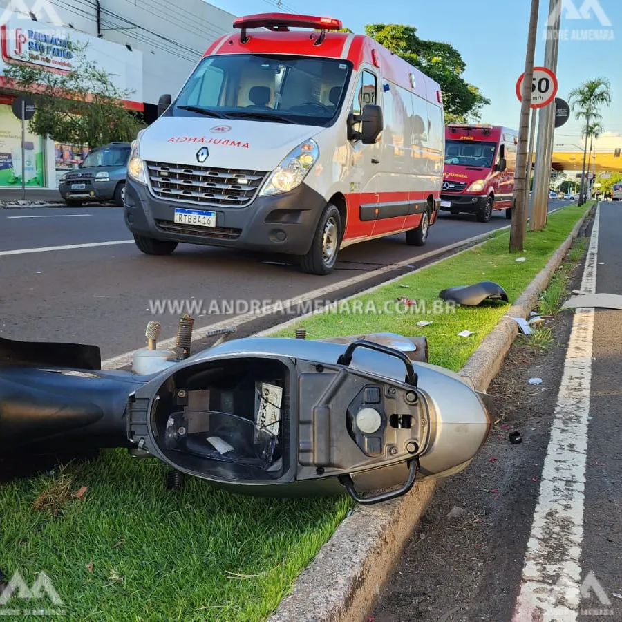 Casal de Paranavaí é atropelado por moto na Avenida Morangueira em Maringá