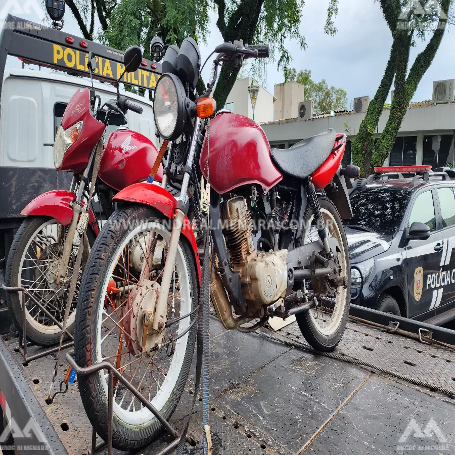 Ocorrência de perturbação de sossego e ameaça faz polícia localizar três motos furtadas