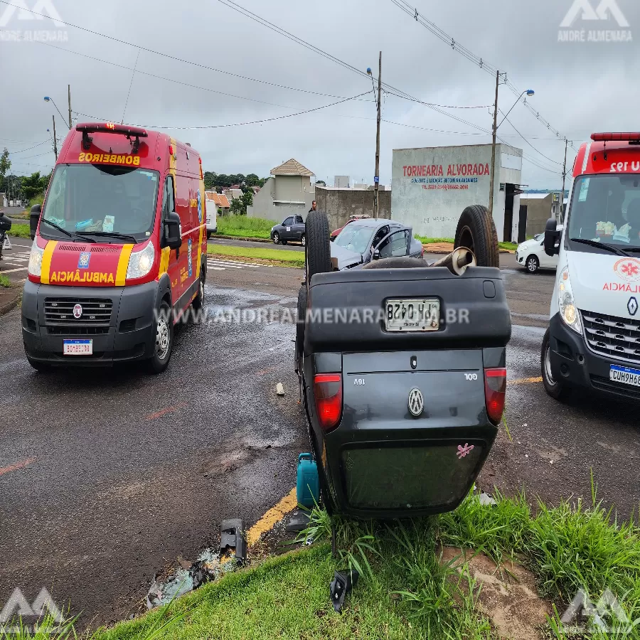 Duas pessoas ficam feridas após acidente em cruzamento no Conjunto Parigot de Souza