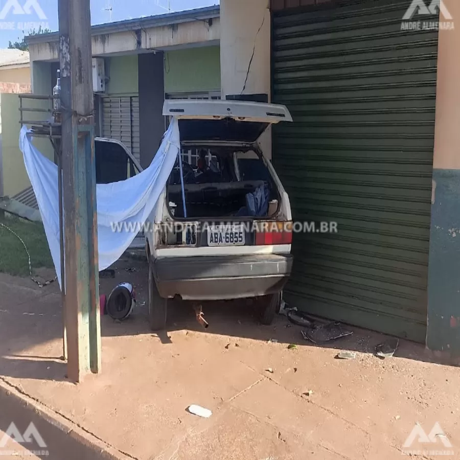 Homem morre em Sarandi após carro colidir contra parede de um estabelecimento comercial