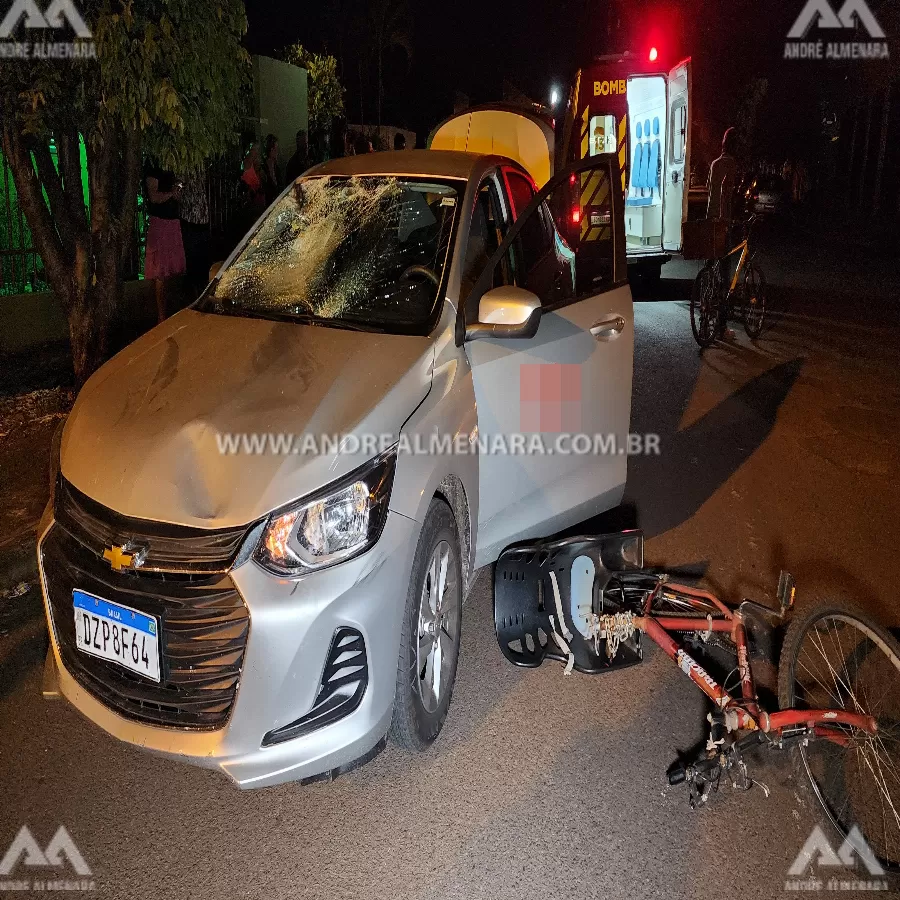 Ciclista sofre acidente grave ao colidir contra automóvel no Jardim Alvorada