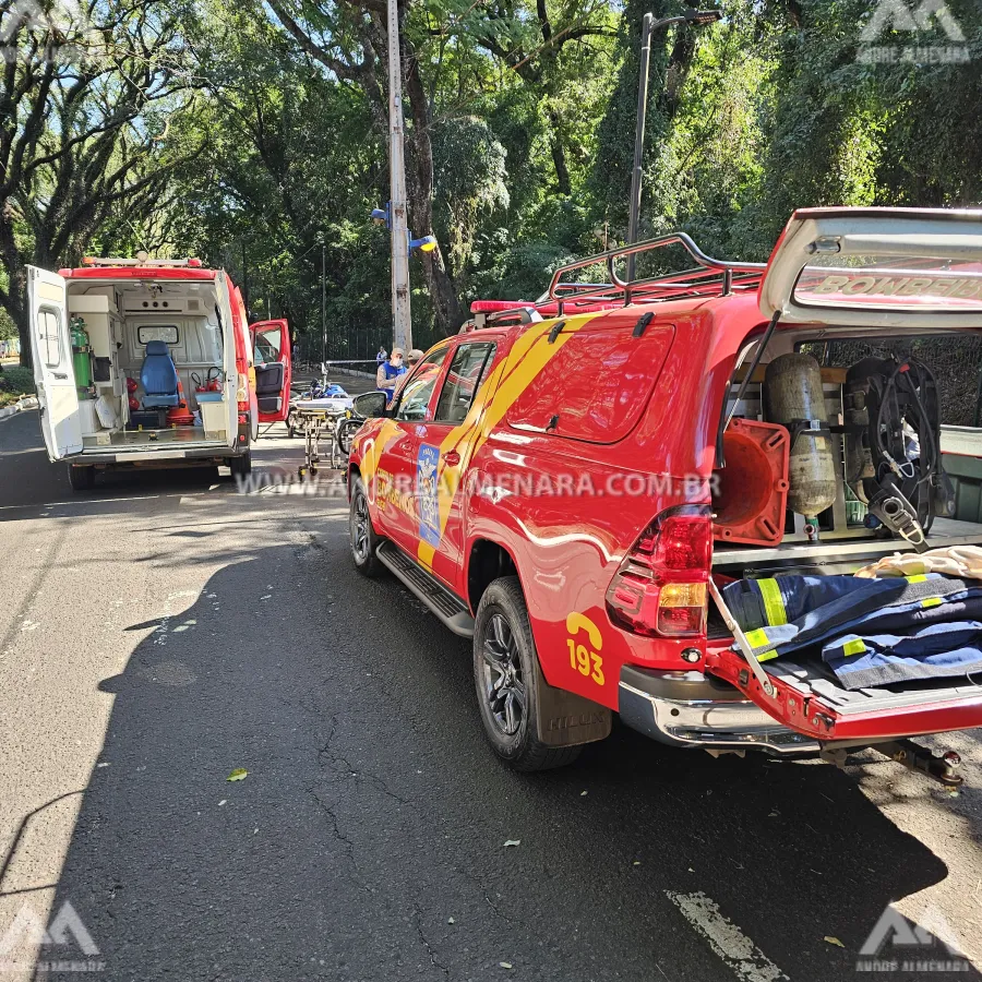 Vigilante é entubado e reanimado ao sofrer acidente na Avenida JK em Maringá