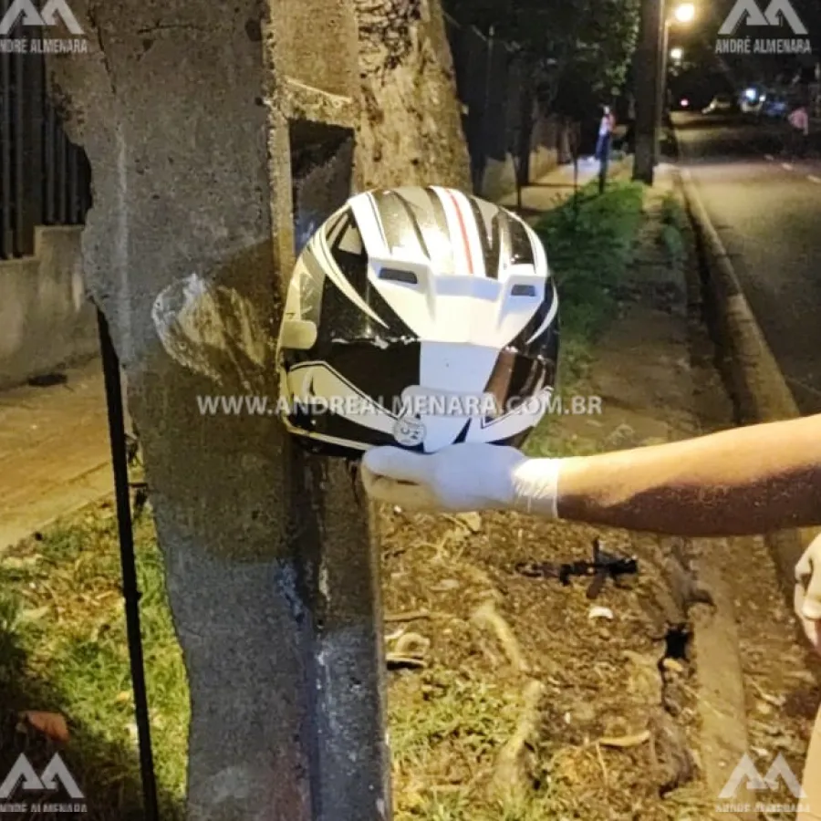 Motociclista de 35 anos é entubado após bater moto contra poste na zona sete