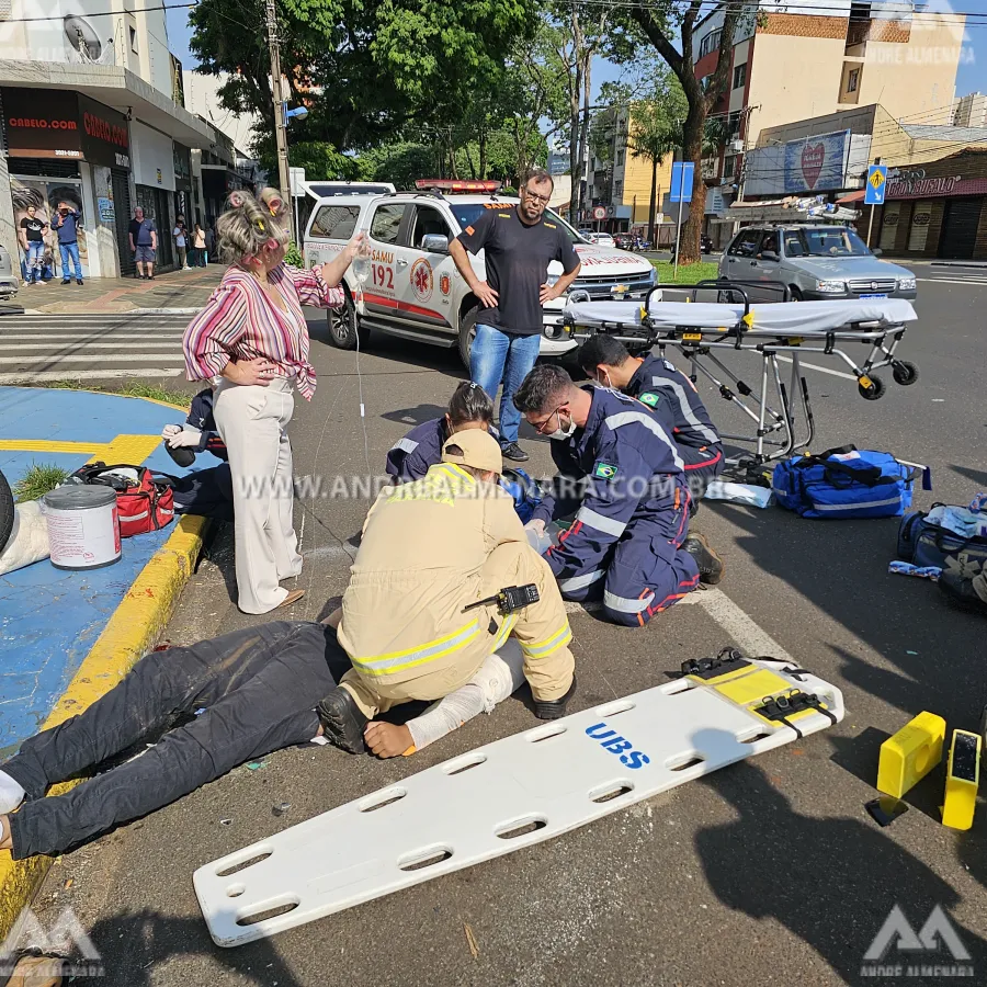 Motociclista de 21 anos é entubado após carro invadir preferencial na Avenida Brasil