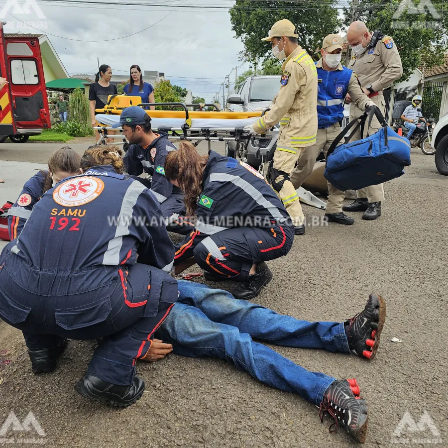 Motociclista fica ferido em acidente no Jardim Brasil em Maringá