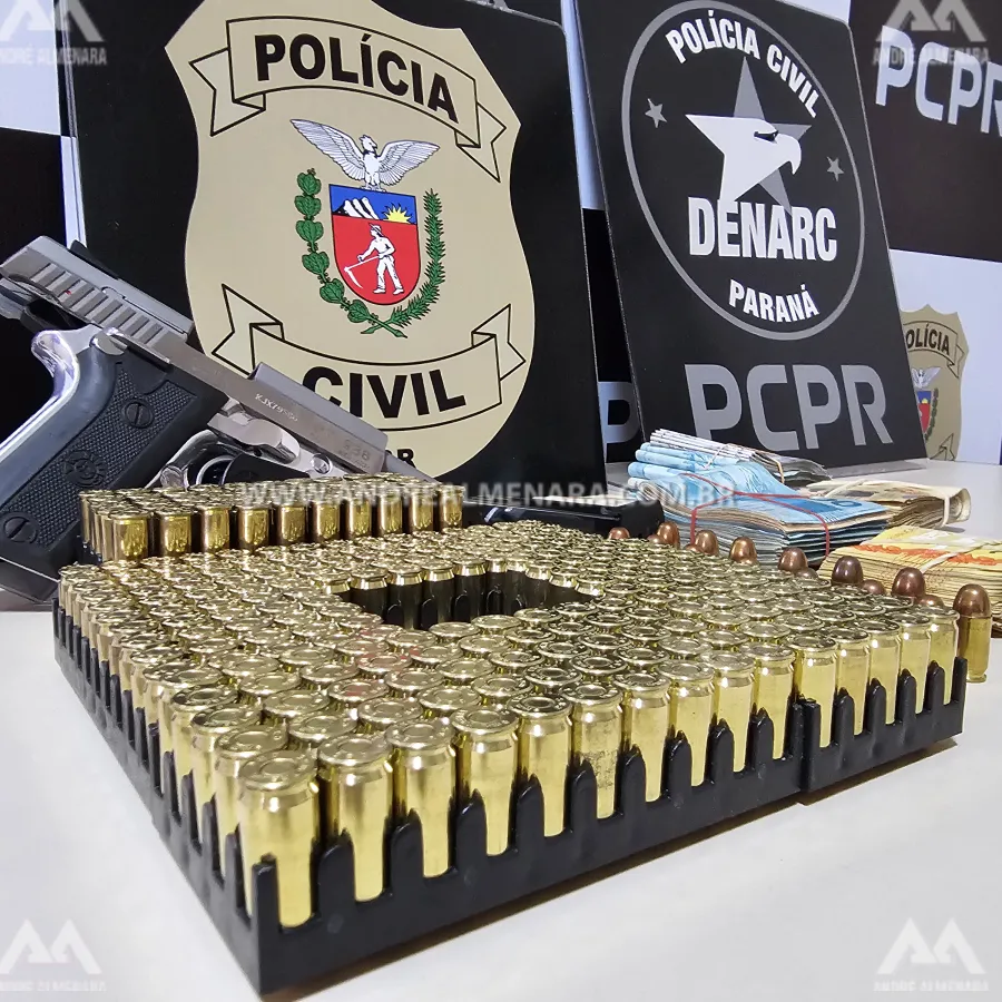 Homens são presos com arma e munições em operação desencadeada pela Denarc de Maringá