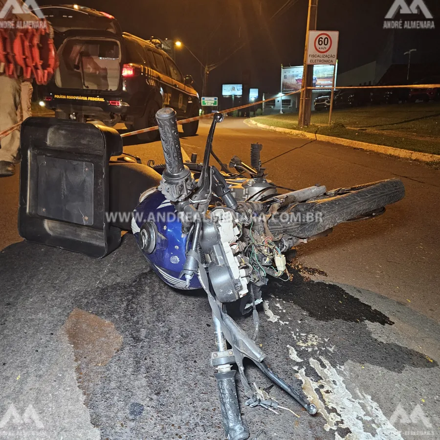 Motociclista na contramão morre na Avenida Colombo após bater de frente com carro